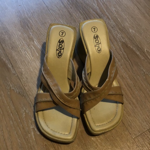 Vintage Y2K platform sandals slip on heels rose 7 - Picture 2 of 13